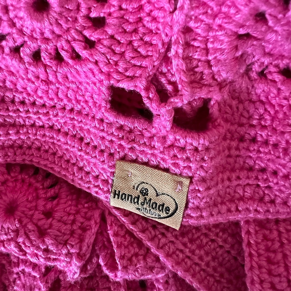 Pink Crochet Button-Up Vest size Medium - Picture 4 of 7
